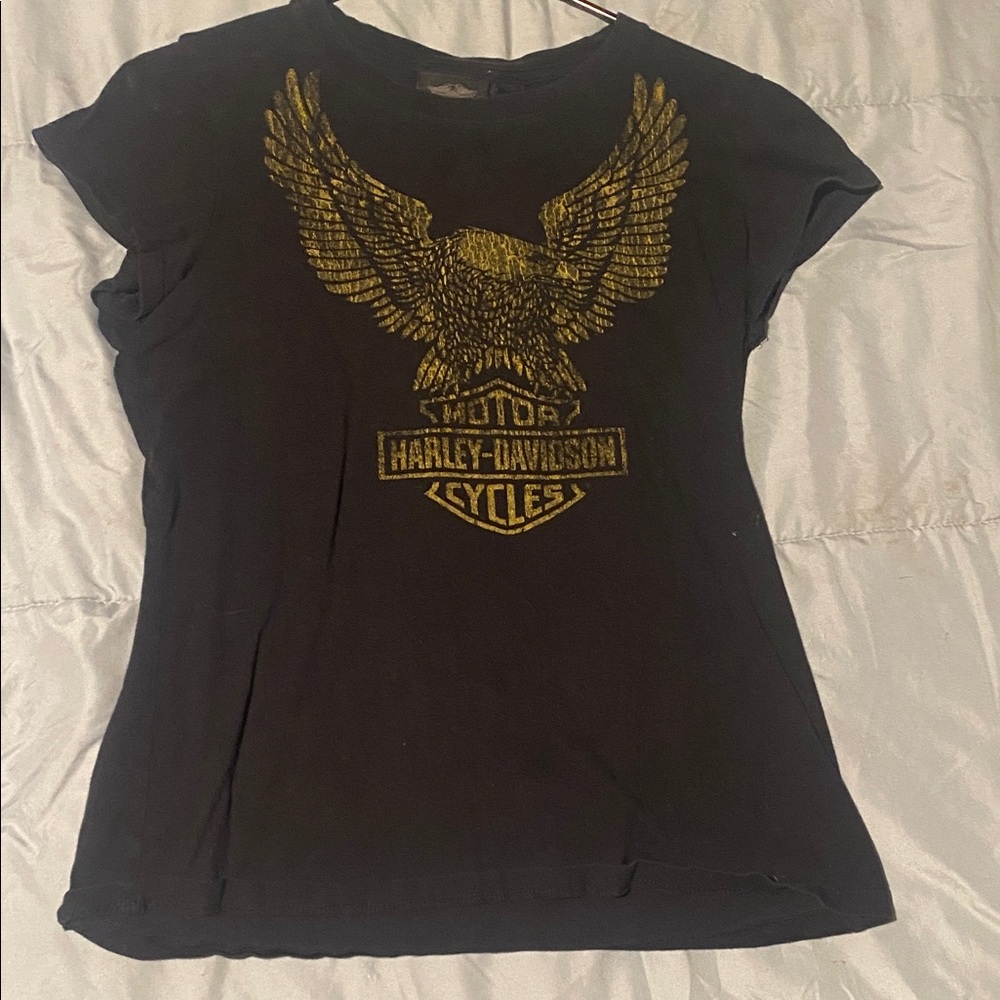Harley-Davidson Black Tee with Gold Eagle Graphic